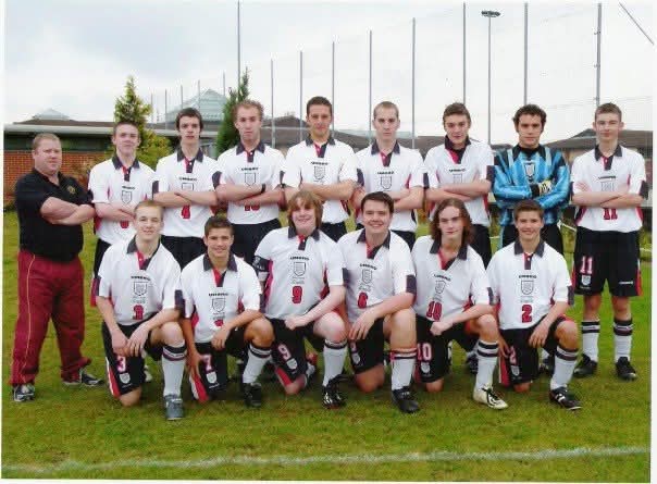The C Team, our school football side, lined up before a match