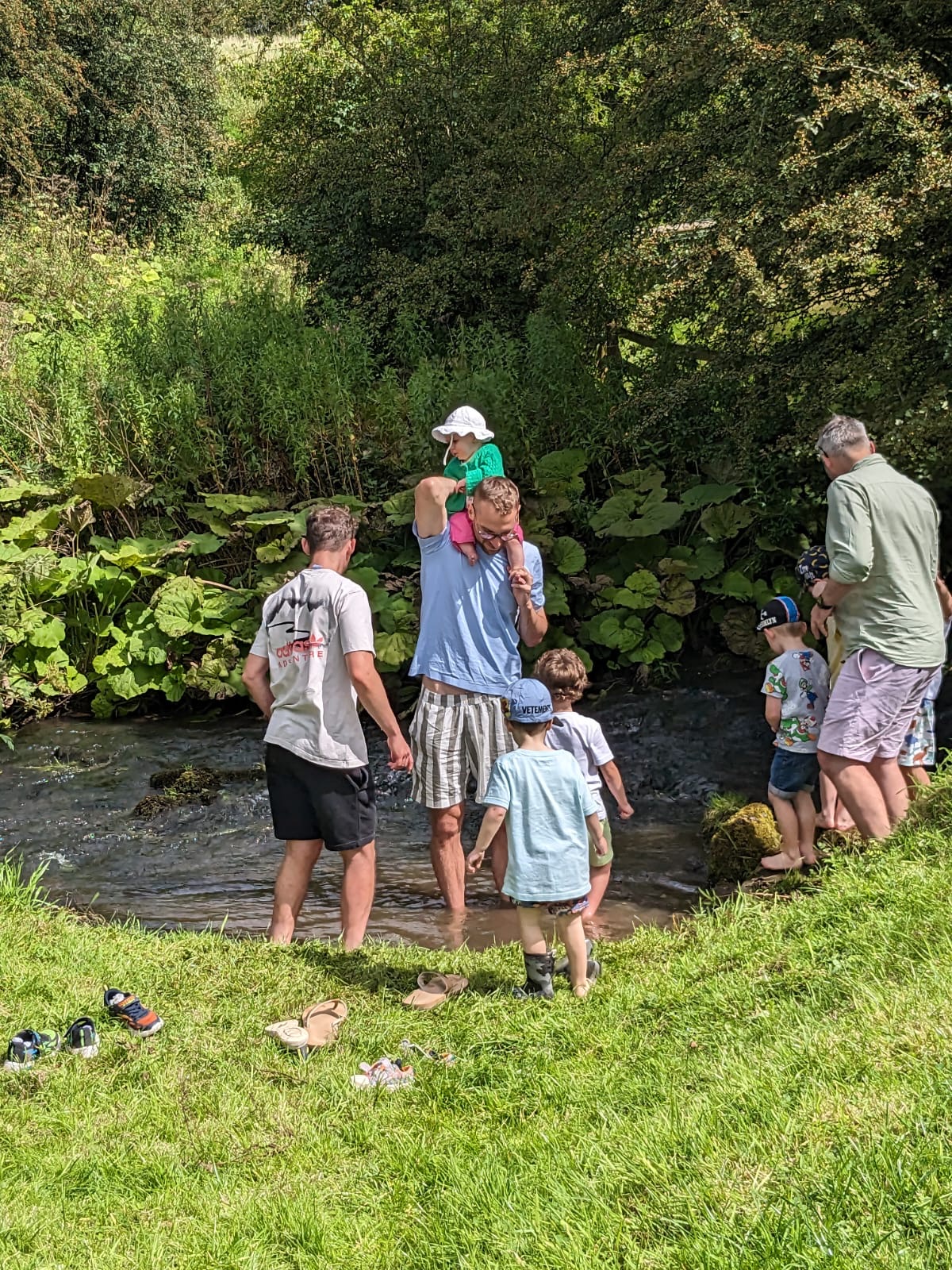 In the river with the kids