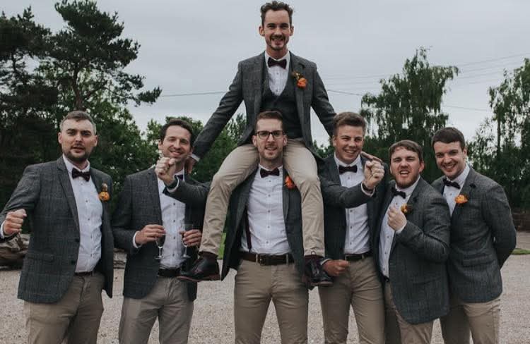 Rorz lifted by the lads on his wedding day