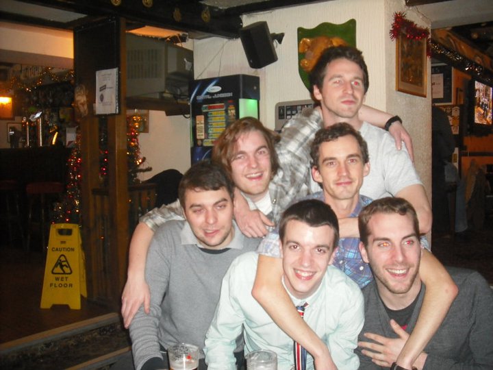 The lads all together in the pub
